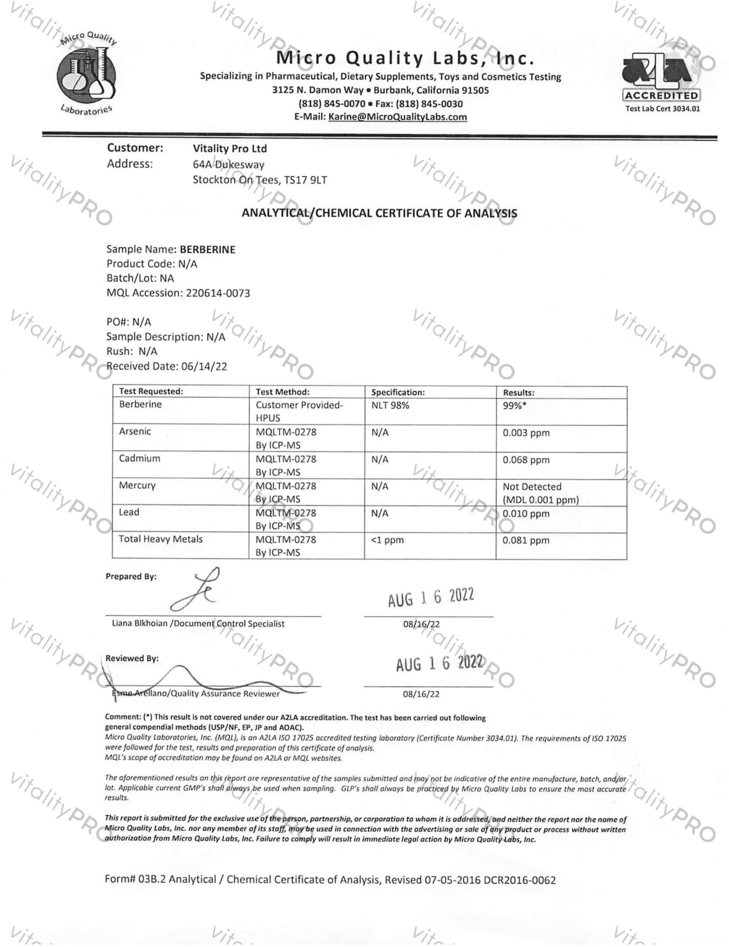 Advanced Berberine | 120 Capsules | Vitality Pro - Pure Nordic Health