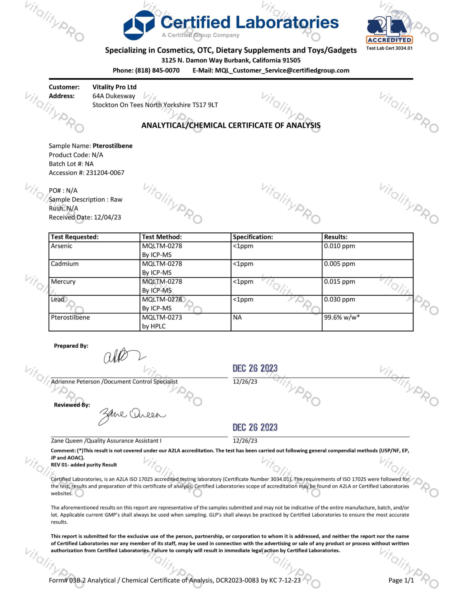 Advanced Pterostilbene | 60 Capsules | Vitality Pro - Pure Nordic Health