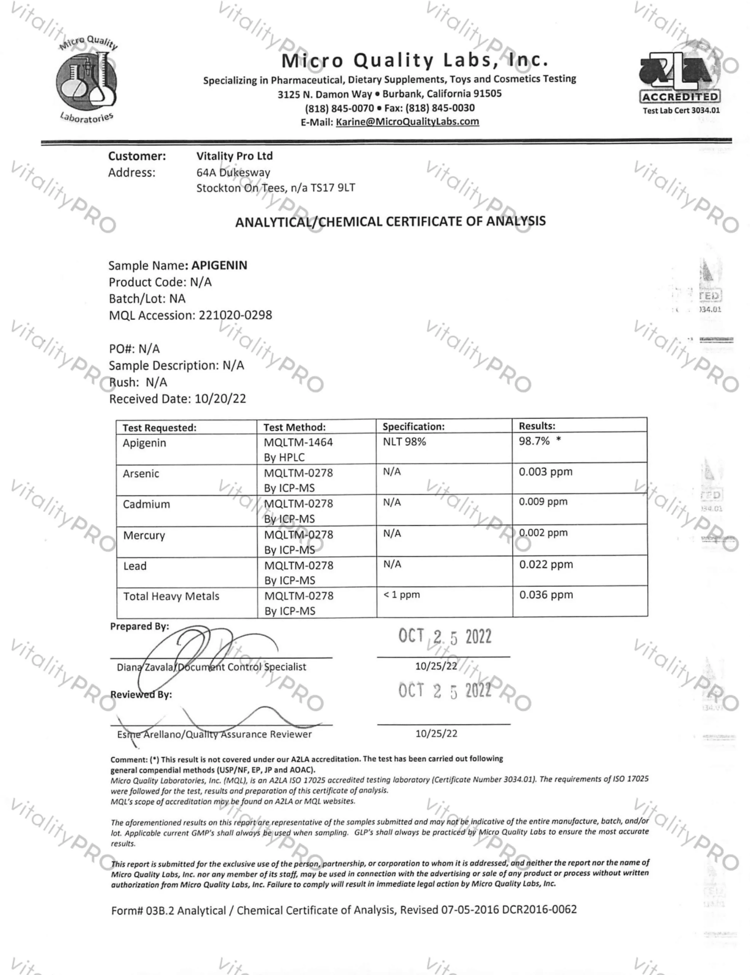 Apigenin | 90 Capsules | Vitality Pro - Pure Nordic Health