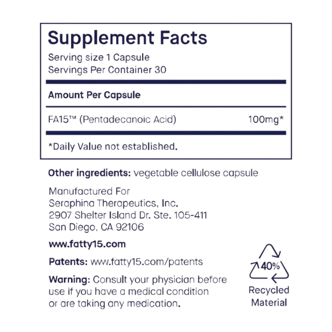 Fatty15 Pure Pentadecanoic Acid Supplement - Pure Nordic Health
