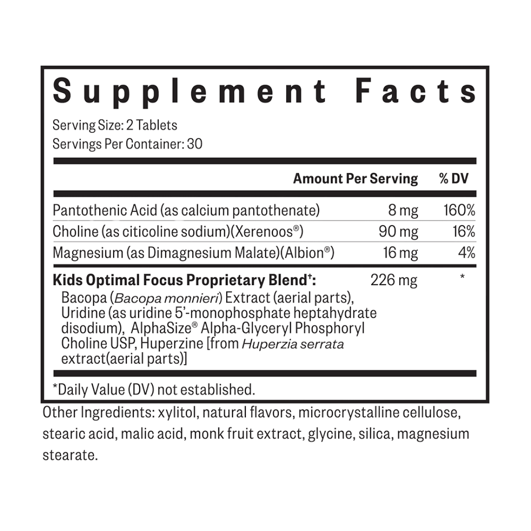 Kids Optimal Focus | 60 Tablets | Seeking Health - Pure Nordic Health