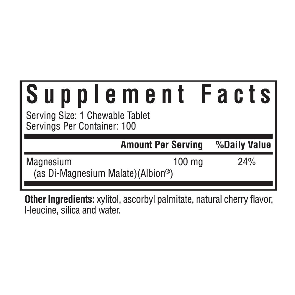 Magnesium Malate Chewable | 100mg | 100 Tablets | Seeking Health - Pure Nordic Health