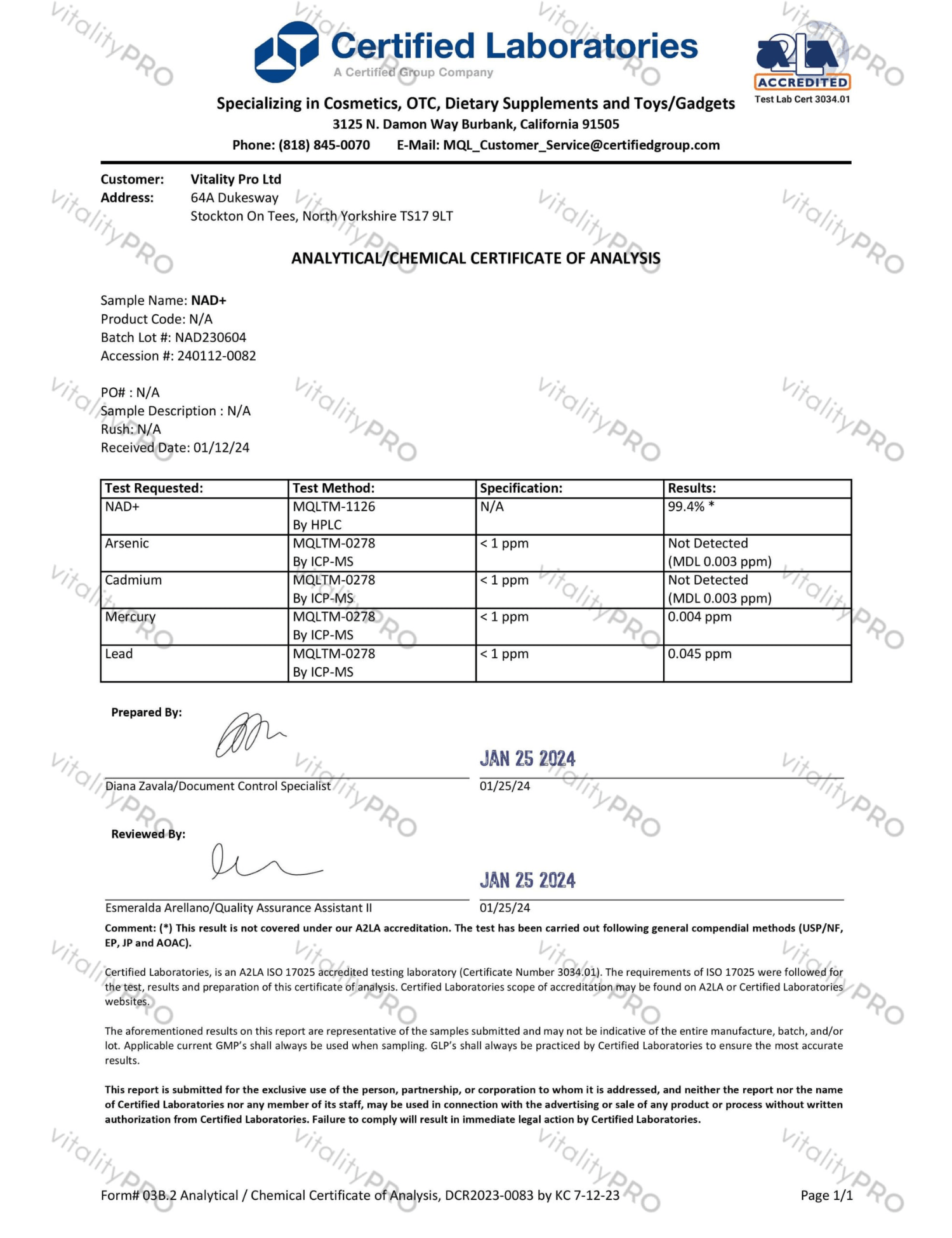 NAD | 20 Servings | Vitality Pro - Pure Nordic Health