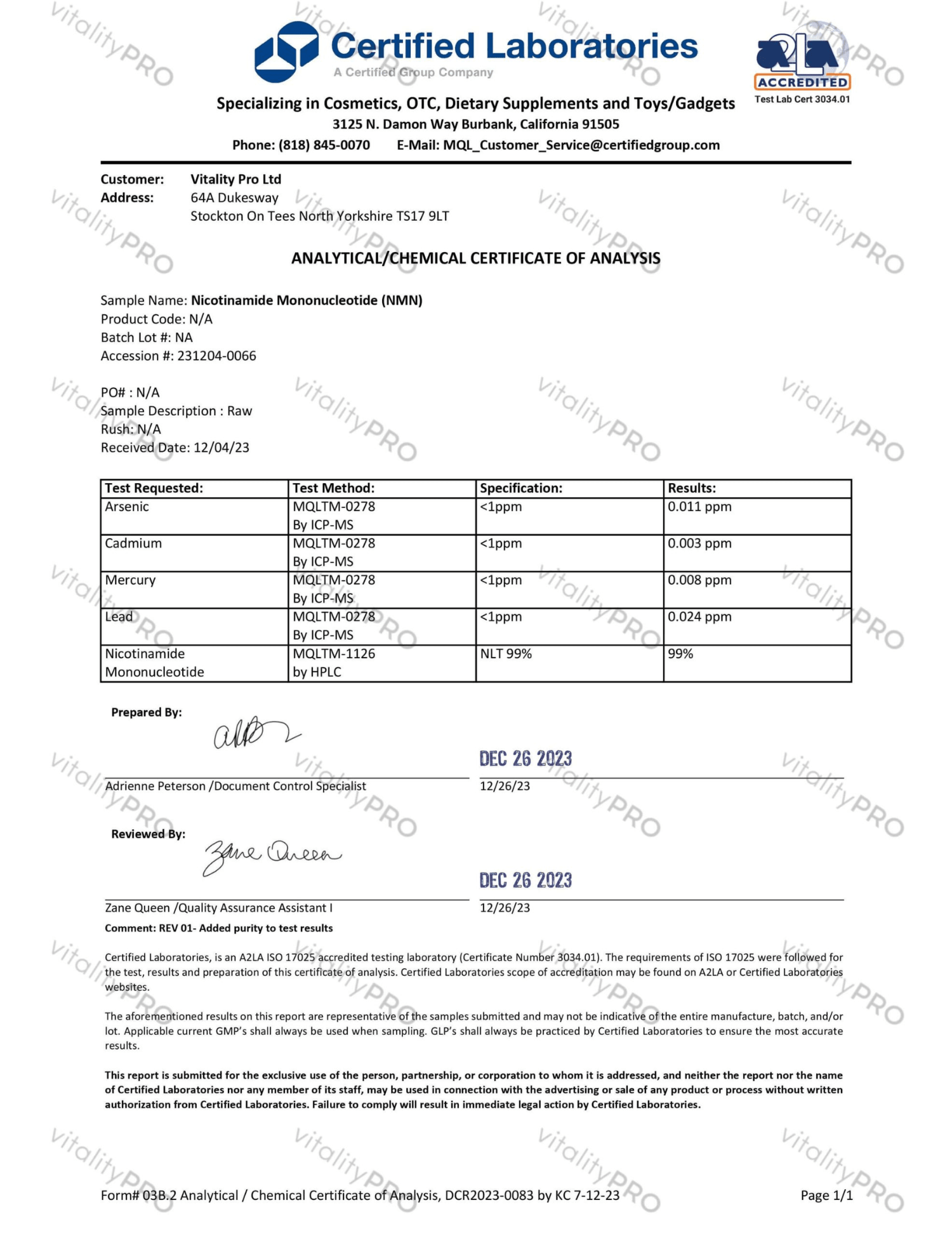 NMN Powder | 20g + 100g | Vitality Pro - Pure Nordic Health