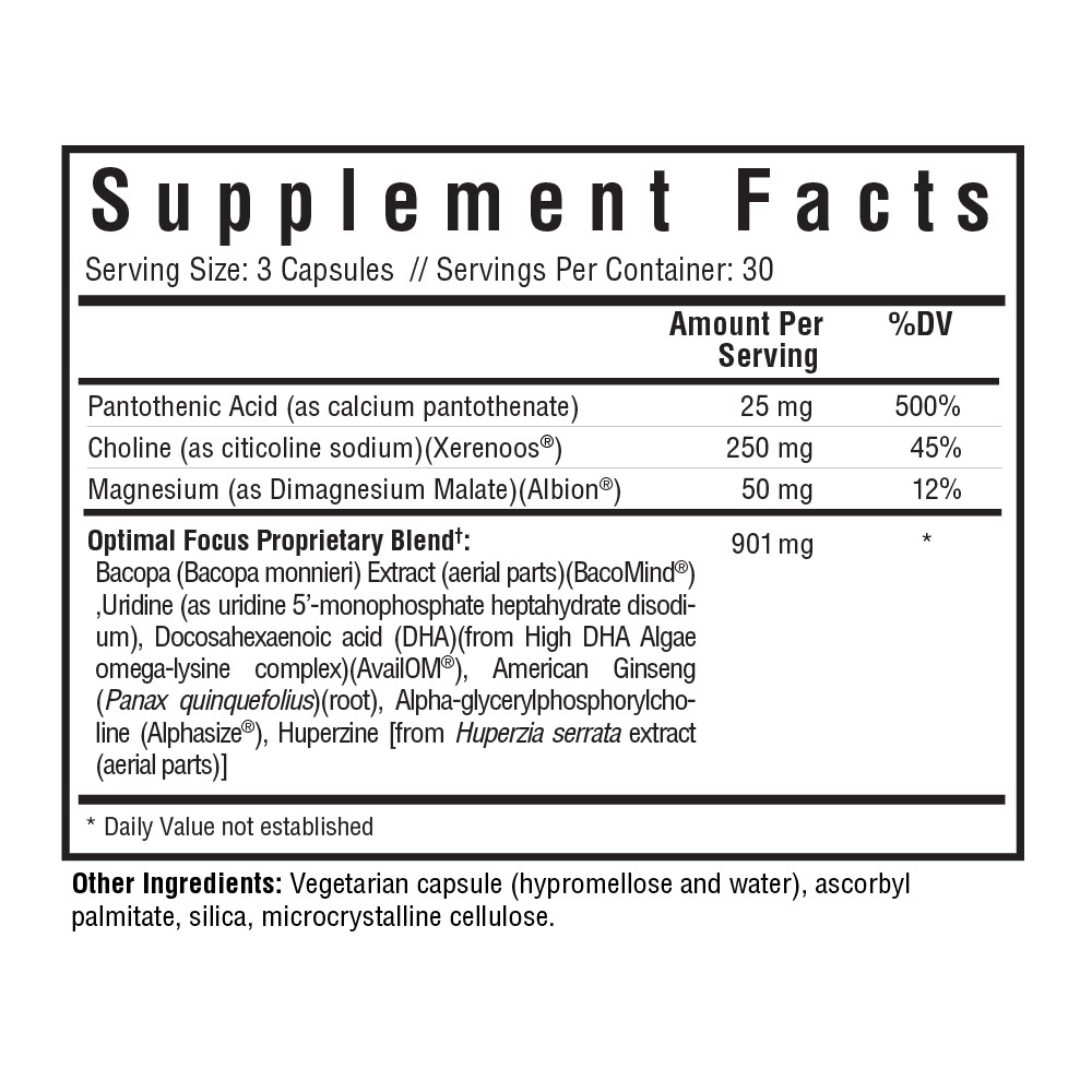 Optimal Focus | 90 Capsules | Seeking Health - Pure Nordic Health
