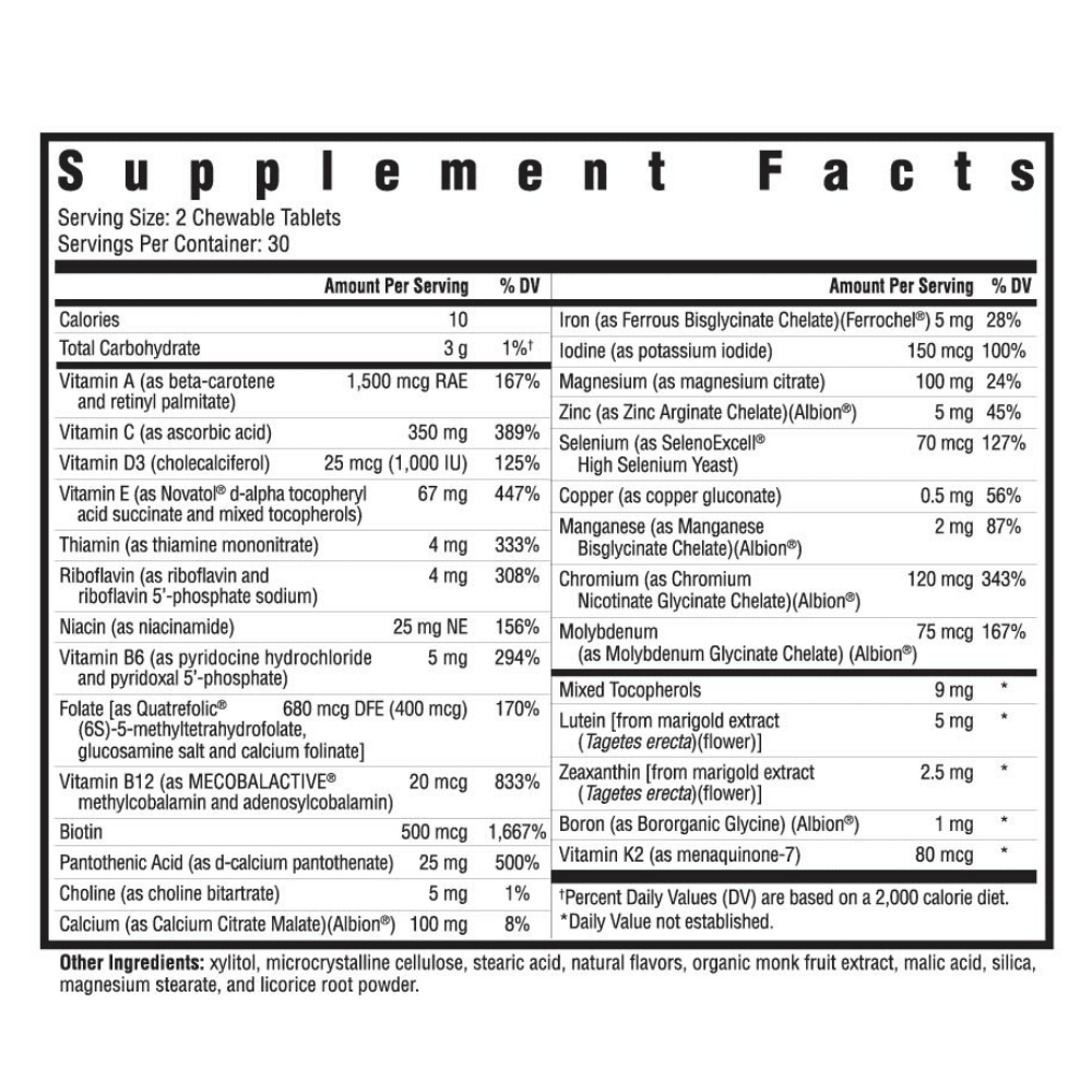 Optimal Multivitamin Chewable | 60 Tablets | Seeking Health - Pure Nordic Health