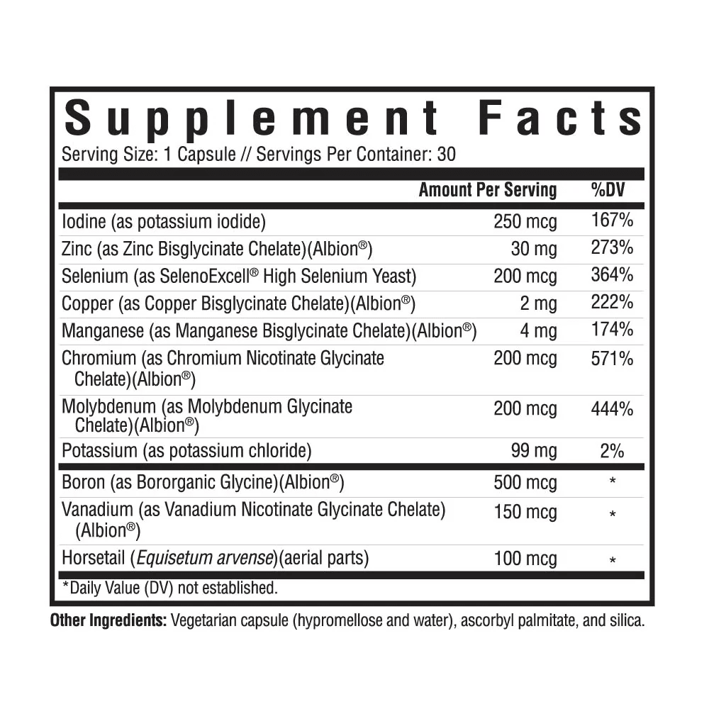 Trace Minerals Complex | 30 Capsules | Seeking Health - Pure Nordic Health