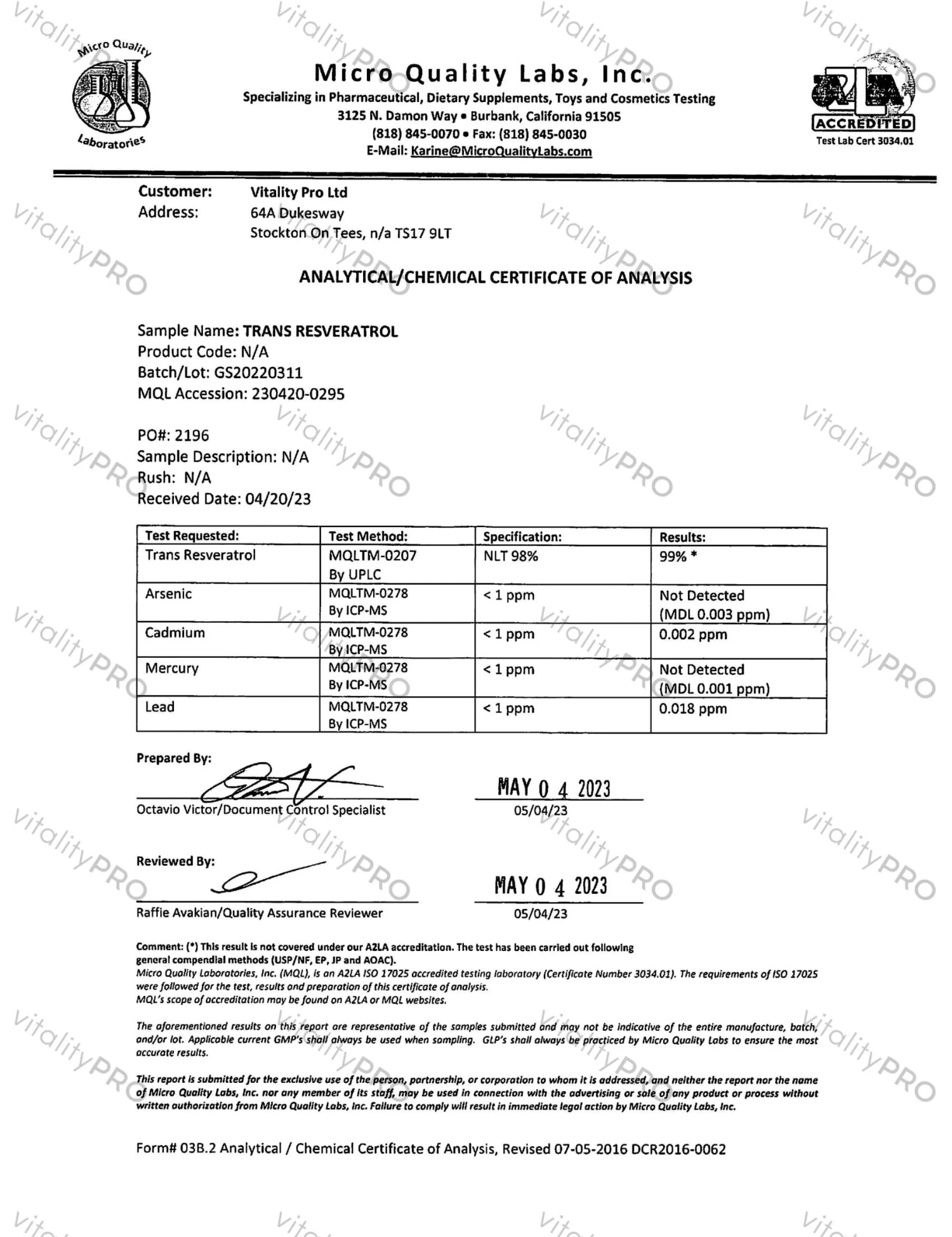 Trans - Resveratrol Powder (Micronised) | 100 Grams | Vitality Pro - Pure Nordic Health